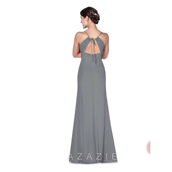 Azazie Hailey Steel Grey Bridesmaid Dress A6 - Picture 2 of 3